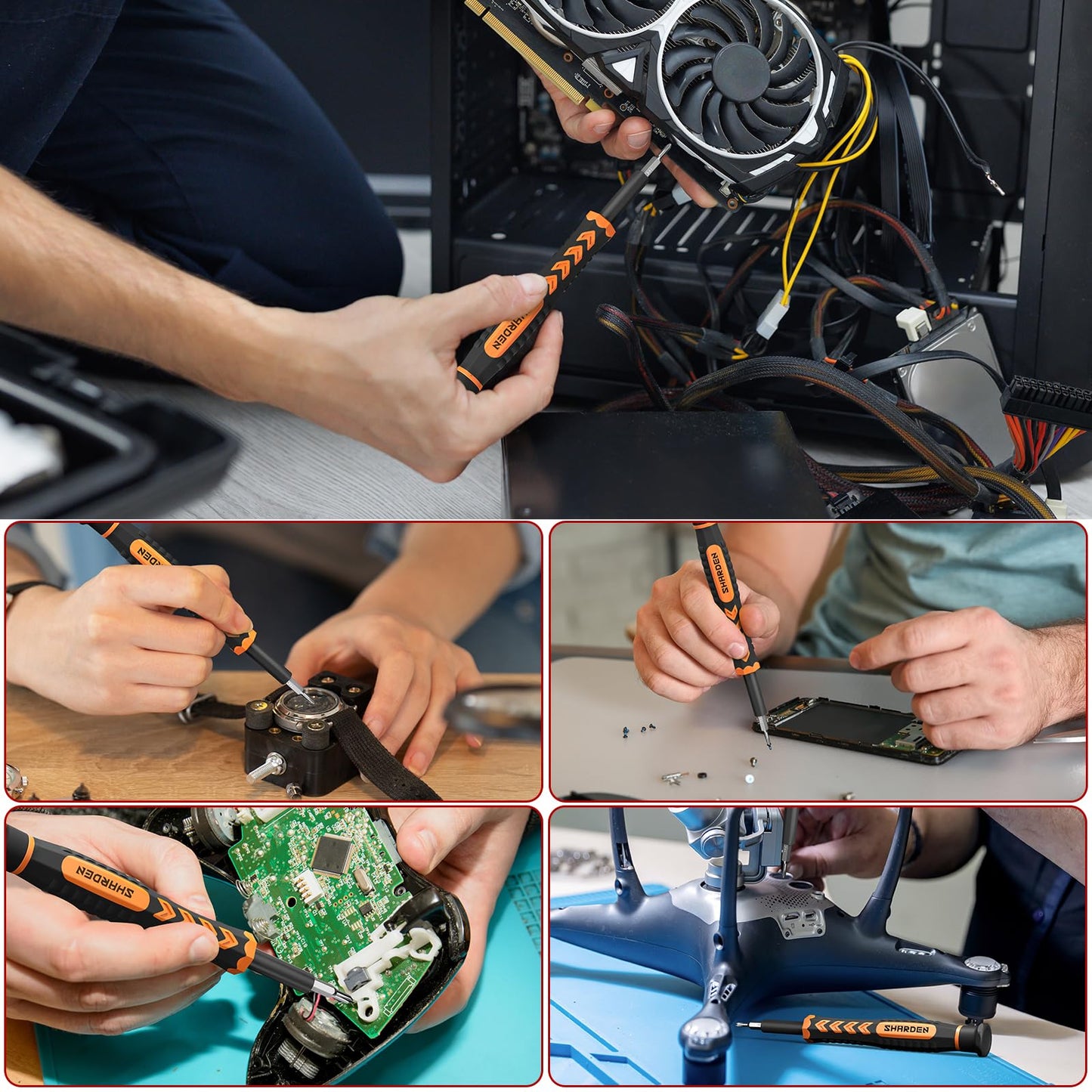 SHARDEN 58 in 1 Small Precision Screwdriver Set Magnetic Mini Screwdriver Set with Case Professional Electronic Tools Kit for iPhone, MacBook, Computer, Laptop, PC, RC, PS4, Xbox, Eyeglasses, Watch