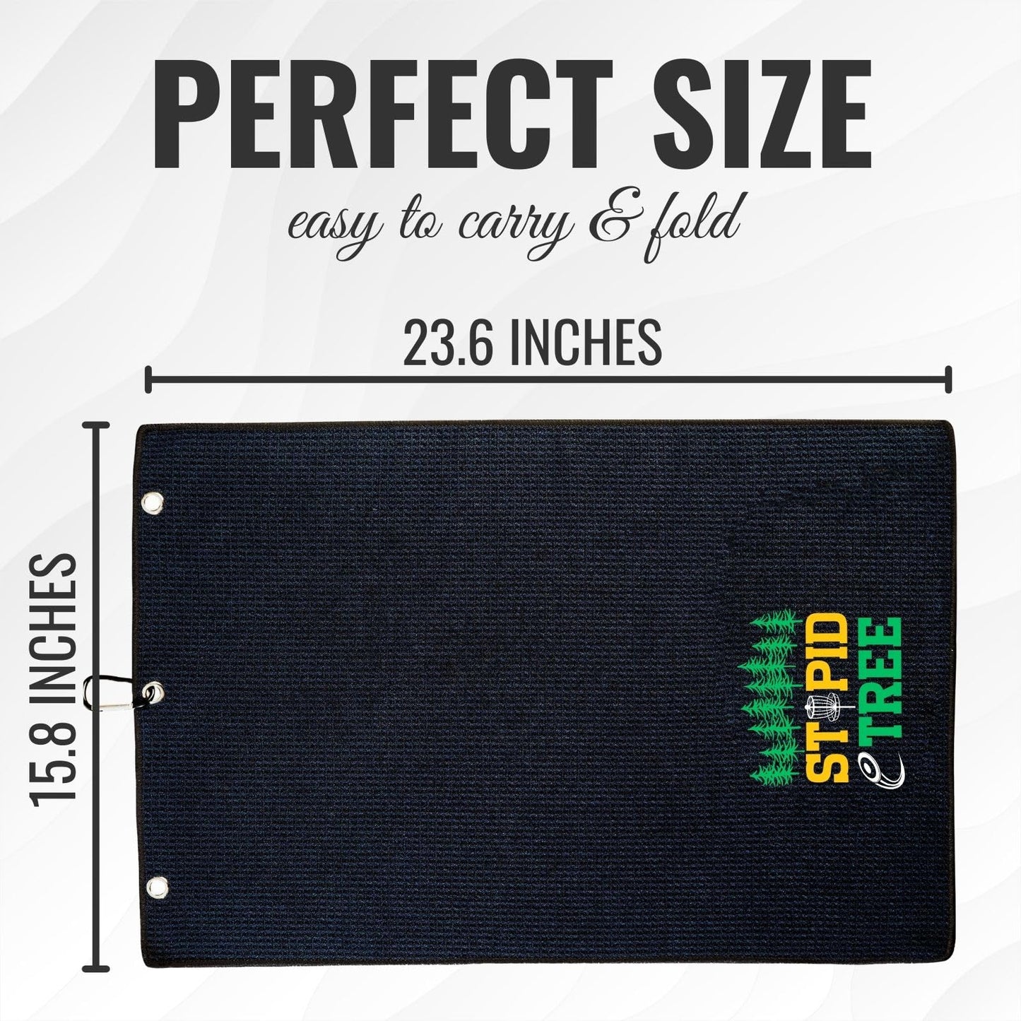 CybGene Disc Golf Gifts, Disc Golf Towel, 16”x 24” Microfiber Golf Towel, Stupid Tree, Black