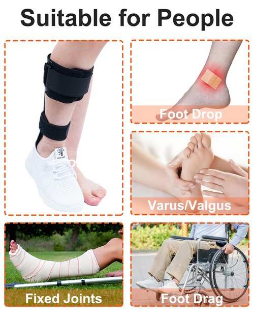 Furlove AFO Drop Foot Brace, Half-Sole Foot Drop Brace with Stroke, MS, Hemiplegia, Lightweight Ankle Foot Orthosis for Natural Gait, Fits in Shoes for Men & Women (Left, Large)