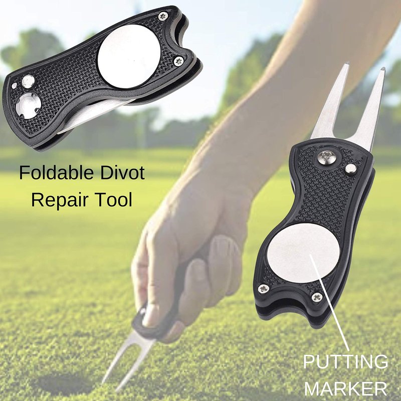RE GOODS Golf Accessories Kit - Includes Towel, Ball Holder, Brush, Divot Repair Tool, 2 Ball Alignment Stencil, Tee Holder, Putting Marker, 4 Permanent Markers, Pencil