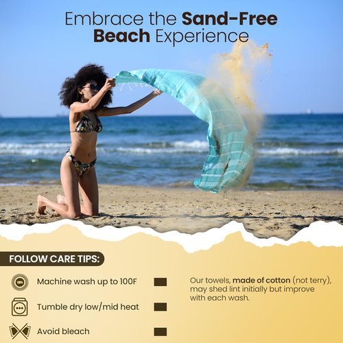 LYCIA Turkish Beach Towel Set of 6 - Oversized 100% Cotton Quick Dry & Sand Free - Multi Color 70 x 38''