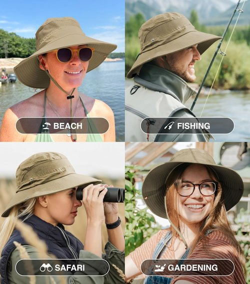 GearTOP Safari Hat for Men Sun Hats for Women UV Protection UPF 50+ Fishing, Gardening, Hiking Hat (22-23 1/2")