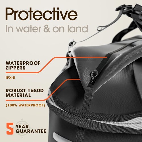 Earth Pak Waterproof Duffel Bag - Heavy-Duty 1680D TPU Dry Bag for Camping & Marine Use | Large Size with 8x8 Popout Pocket