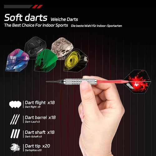 CyeeLife Soft Tip Darts Set - 18pcs Plastic Tip Darts for Electronic Dart Boards