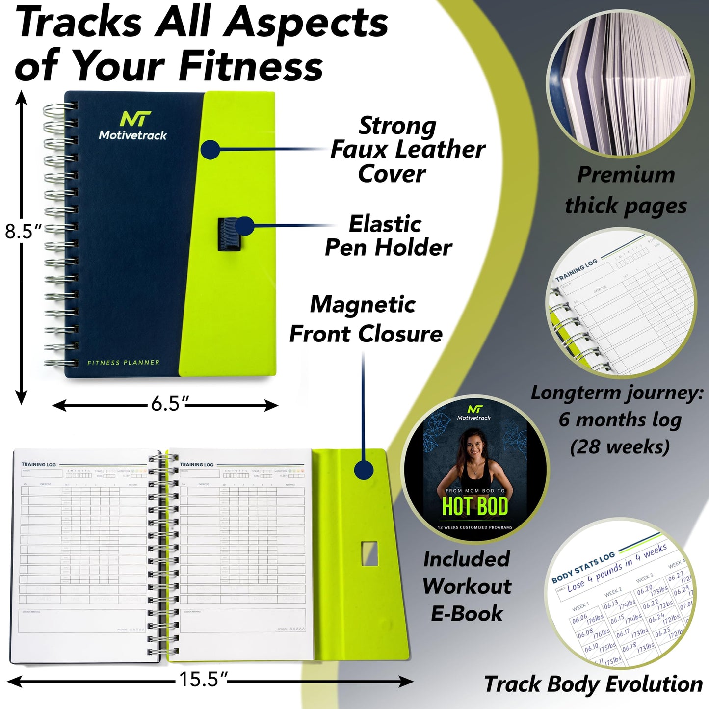 Premium Workout Journal For Moms - The UltiMom Fitness Planner - 6 Months Gym Tracker