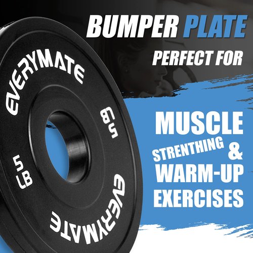 EVERYMATE Black Change Weight Plates 5LB Set Fractional Plate Olympic Bumper Plates for Cross Training Bumper Weight Plates