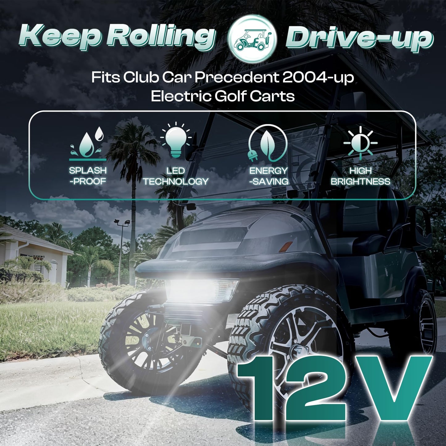 DRIVE UP Club Car Precedent Led Head Light with Bumper Replacement for 2004-UP Electric Golf Carts