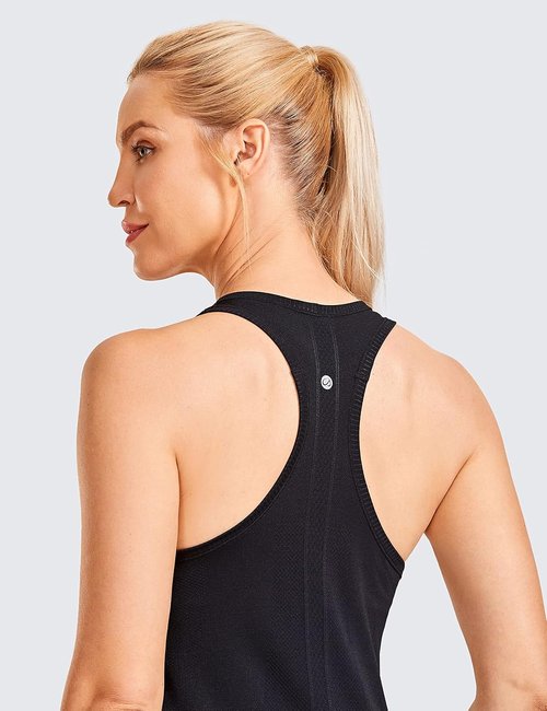 CRZ YOGA Women's Seamless Workout Tank Top - Racerback Design for Yoga & Gym | Long Length