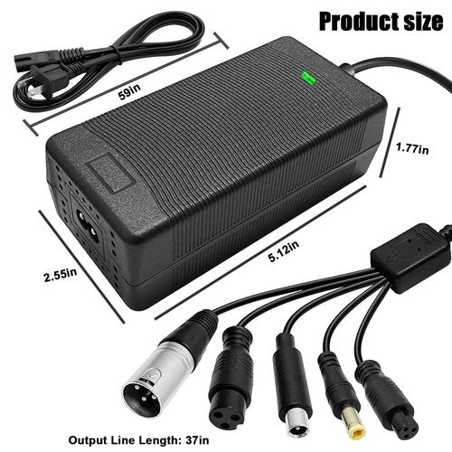 54.6V 2A Fast Charger with 5-in-1 Plugs Universal for 48V 13S Lithium Batteries | Replacement for Jetson, Razor, Voyage, Ninebot, Gotrax, Segway, Hiboy & More