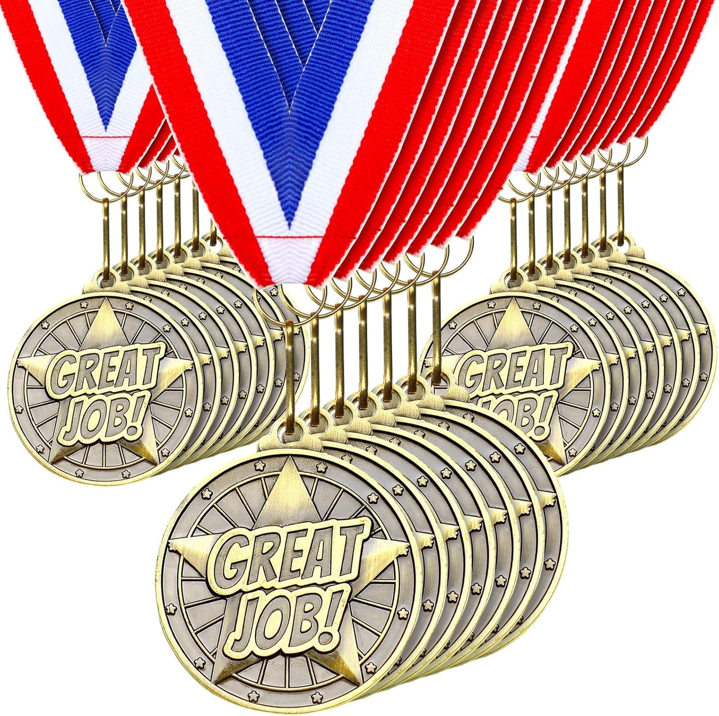 Quelay 100 Pcs Award Medals Bulk 2 Inch Gold Winner Medals with Neck Ribbons for Sports Tournaments Competitions Party Favors