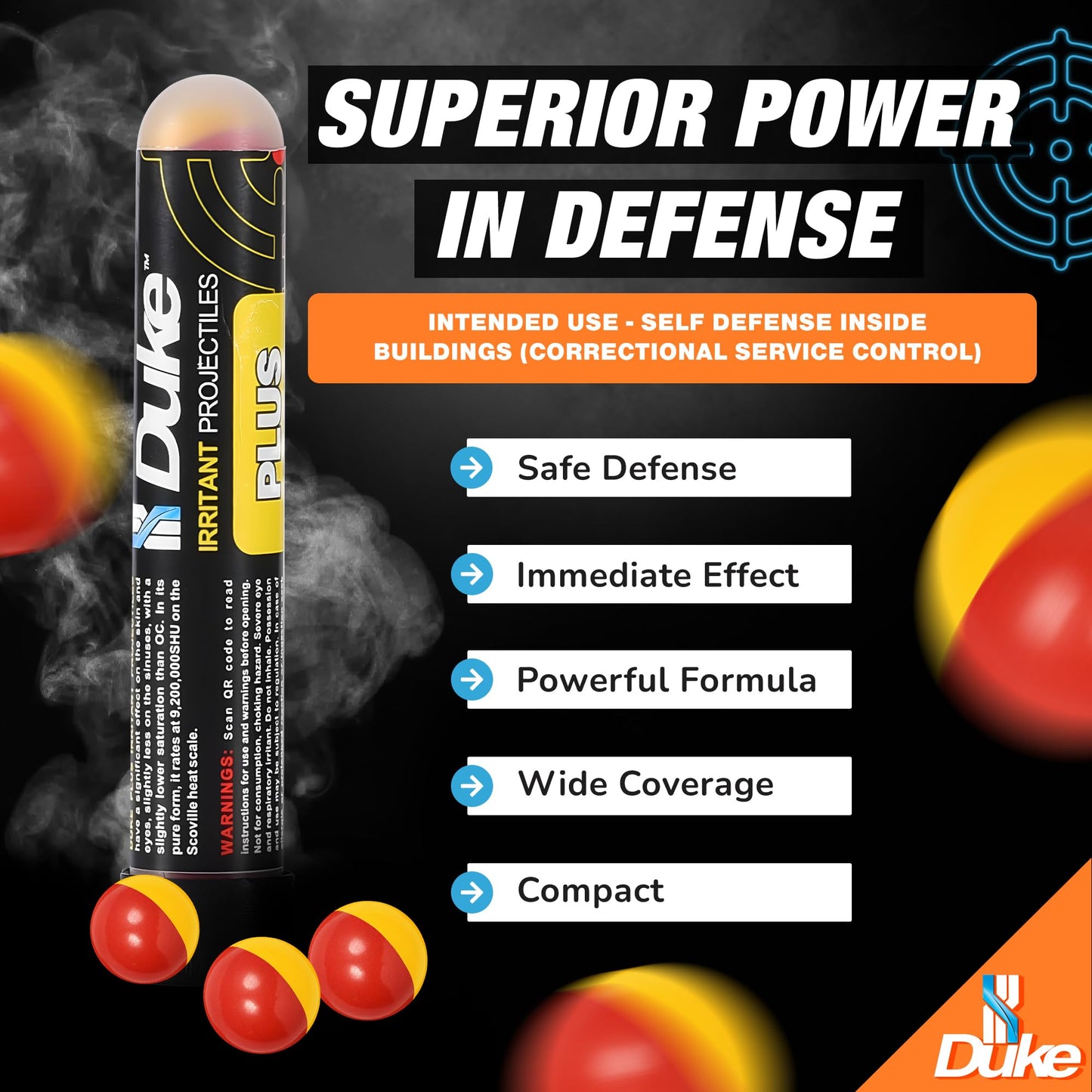 Duke 68 Cal Pepper Ball Projectiles (5% PAVA - Nonivamide), 7 Count - Plus Irritant Projectiles, Non Lethal Pepper Gun Balls for Self Defense Weapons, Professional-Grade, Weight: 3.3g