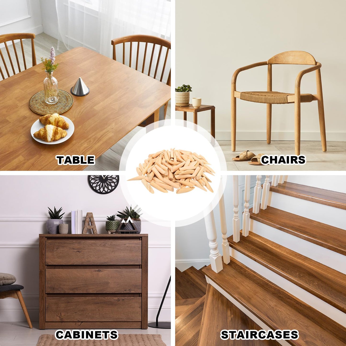 BLSUREFYX 120 PCS Solid Wood Pocket Hole Plugs 3/8-Inch Diameter Sturdy and Resistant to Breakage Pine Wooden Hole Plugs for Screw Holes and Pocket Hole Jig Woodworking Tool