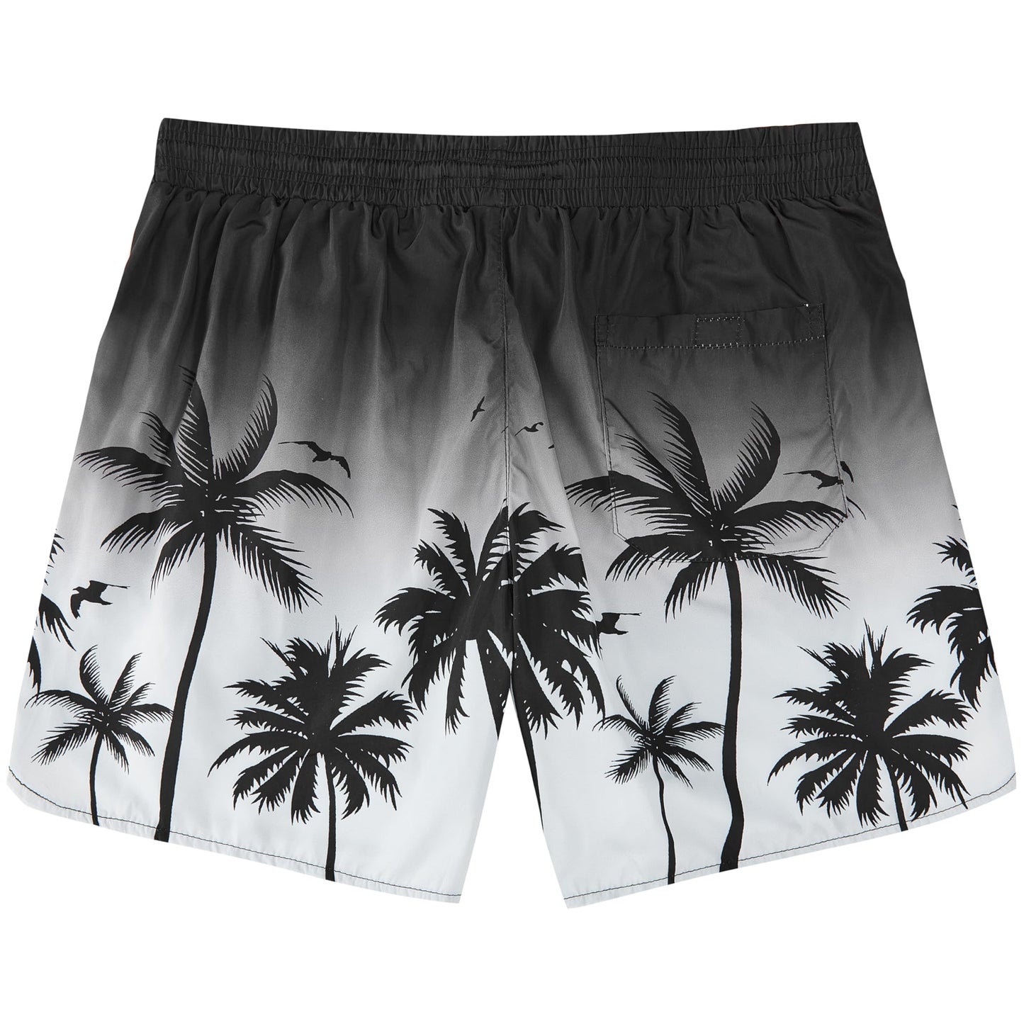 Mens Swim Trunks with Compression Liner, Mens Bathing Suit No-Chafing Swimming Trunks 5.5 Inch Inseam Gradient Black Palm Tree Board Shorts Swimwear, Beach Shorts Quick Dry with Zipper Pockets, L