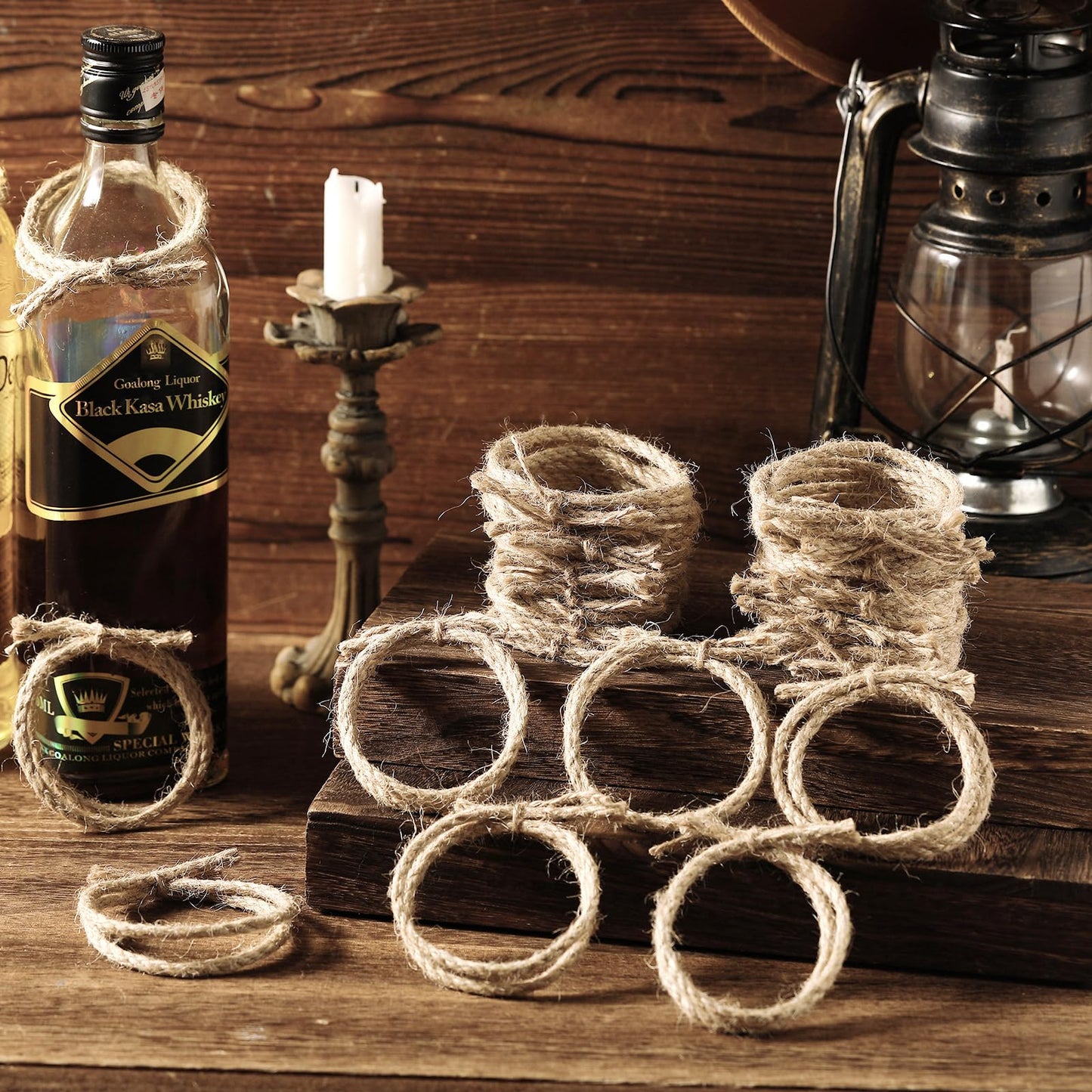 Wowangce 24 Pcs Western Themed Party Decorations Twisted Hemp Rope for Table Centerpieces Horse Rodeo Fall Harvest Craft