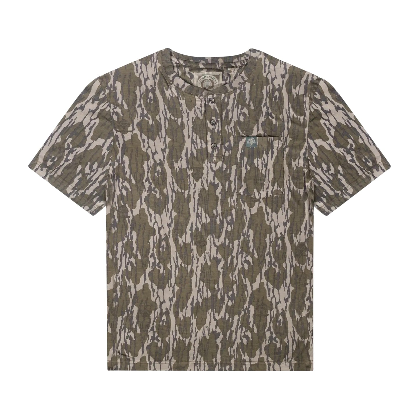 Mossy Oak Tombigbee Light Henley Shirt for Men with Pocket | Bamboo Viscose Short Sleeve Shirt | Lightweight, Quick-Dry, UPF Outdoor Shirt for Fishing & Travel | Casual Men’s Camp T-Shirt (S–3XL)