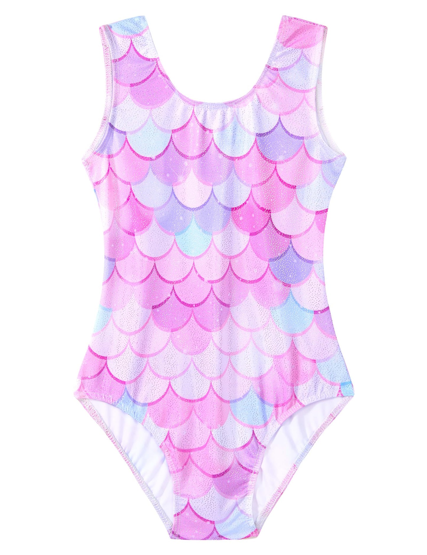 Domusgo Gymnastics Leotards for Girls 5-6 Years Old Pink Mermaid Sparkly One Piece Tumbling Outfits