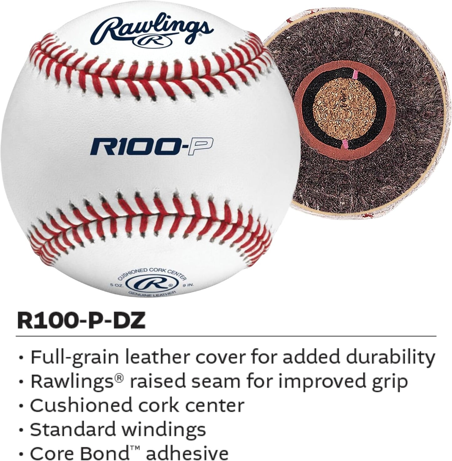 Rawlings Practice Baseballs - R100-P & FSR100-P | Ideal for Collegiate, High School & Youth Play