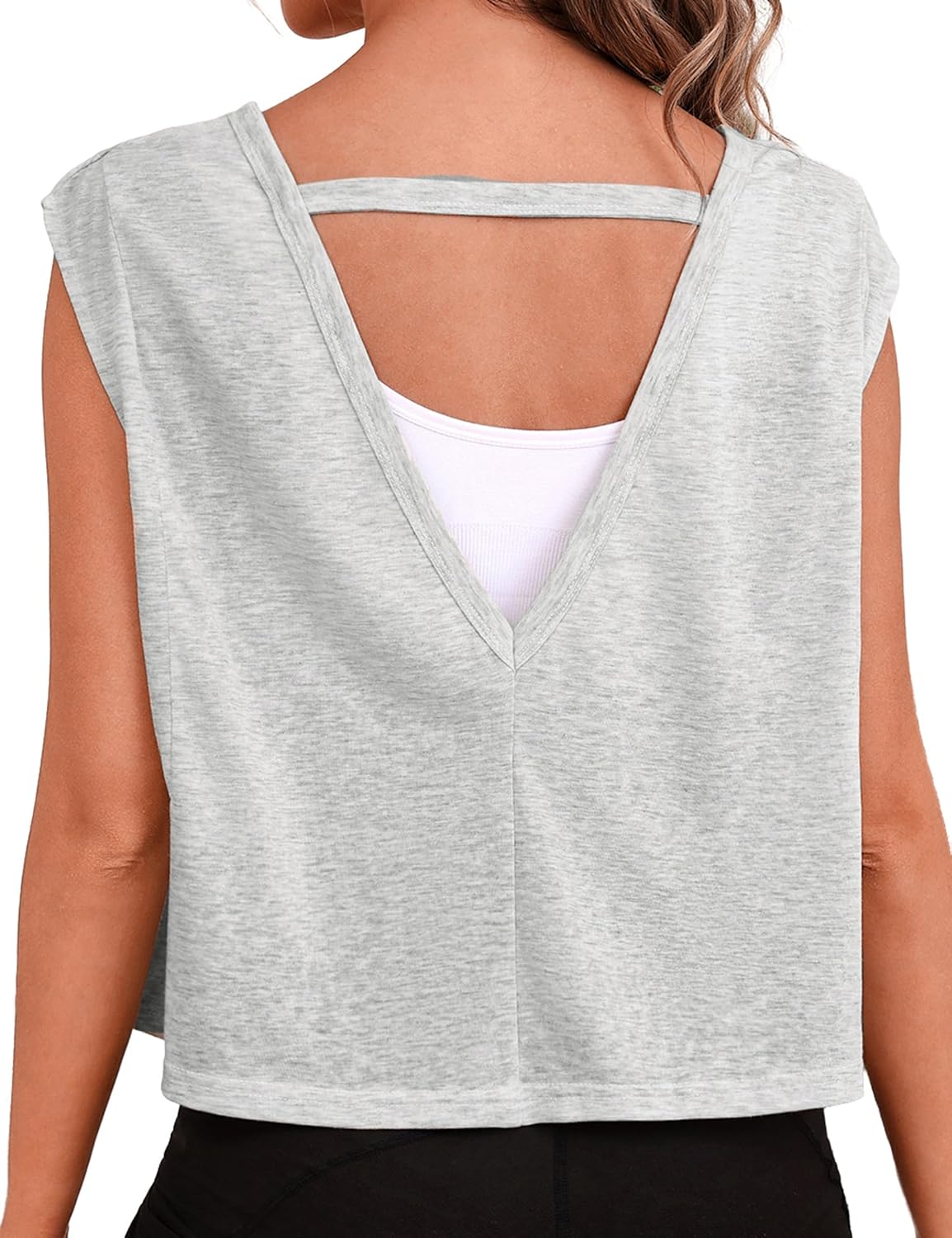 Quenteen Women's Cropped Sleeveless Tank Top - Open Back Casual Yoga Shirt | Y2K Athletic Fit