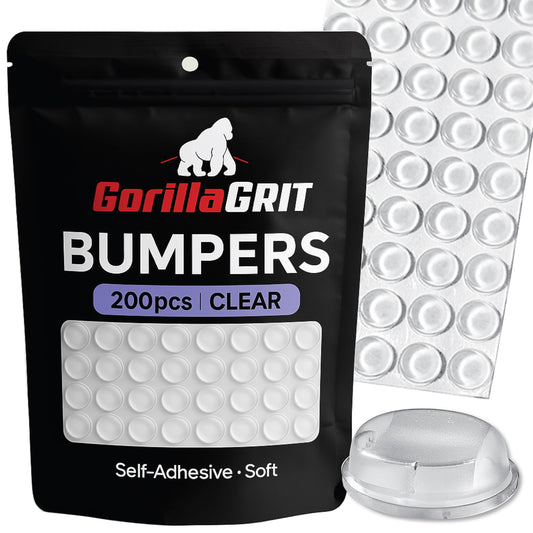 Self Adhesive Bumpers - 1/2” Diameter - 200 pcs - Standard Clear Round Bumper for Cabinets, Drawers, Cutting Boards, Picture Frames and Furniture - Sound dampening Protects Against Damage