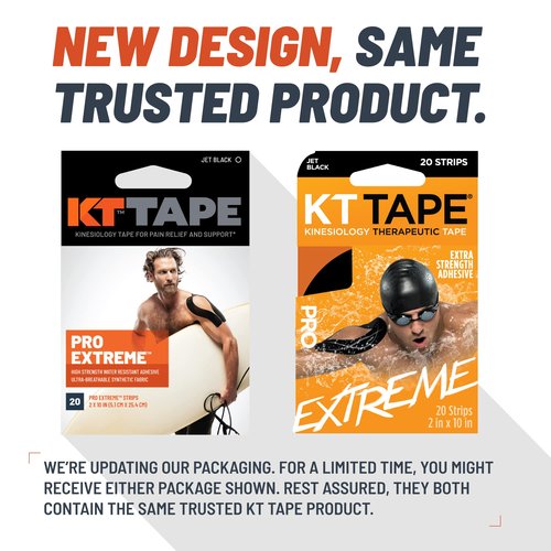 KT Tape Pro Extreme Therapeutic Elastic Kinesiology Sports Tape, 20 Pre Cut 10 inch Strips, 100% Synthetic Water Resistant Breathable, Pro & Olympic Choice, Sonic Blue