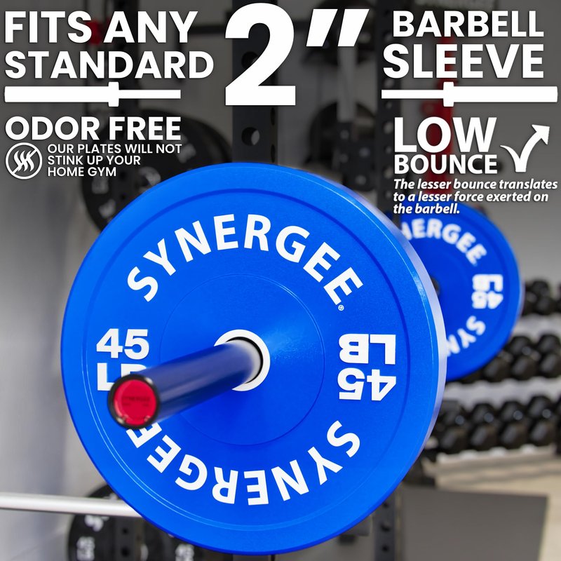 Synergee Color Bumper Plates Weight Plates Strength Conditioning Workouts Weightlifting 45lbs Single