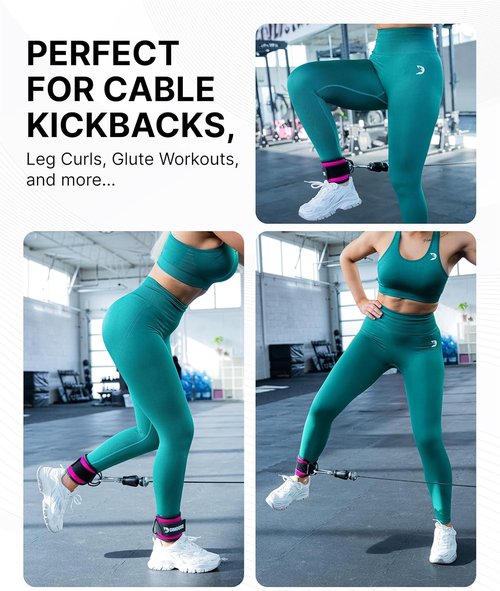 DMoose Fitness Ankle Strap - Premium Padded Cuffs for Cable Machines | One Size Fits All for Booty & Leg Workouts
