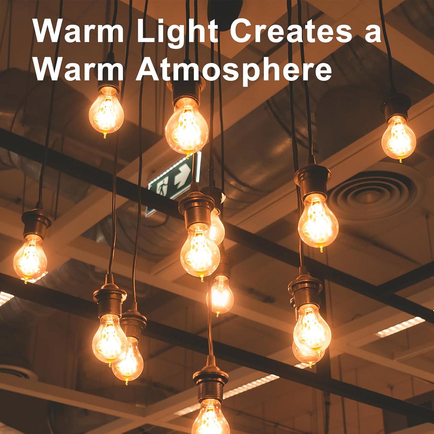 60W Vintage Edison Light Bulbs - A19/A60 Soft Amber Dimmable Bulbs, 12 Pack