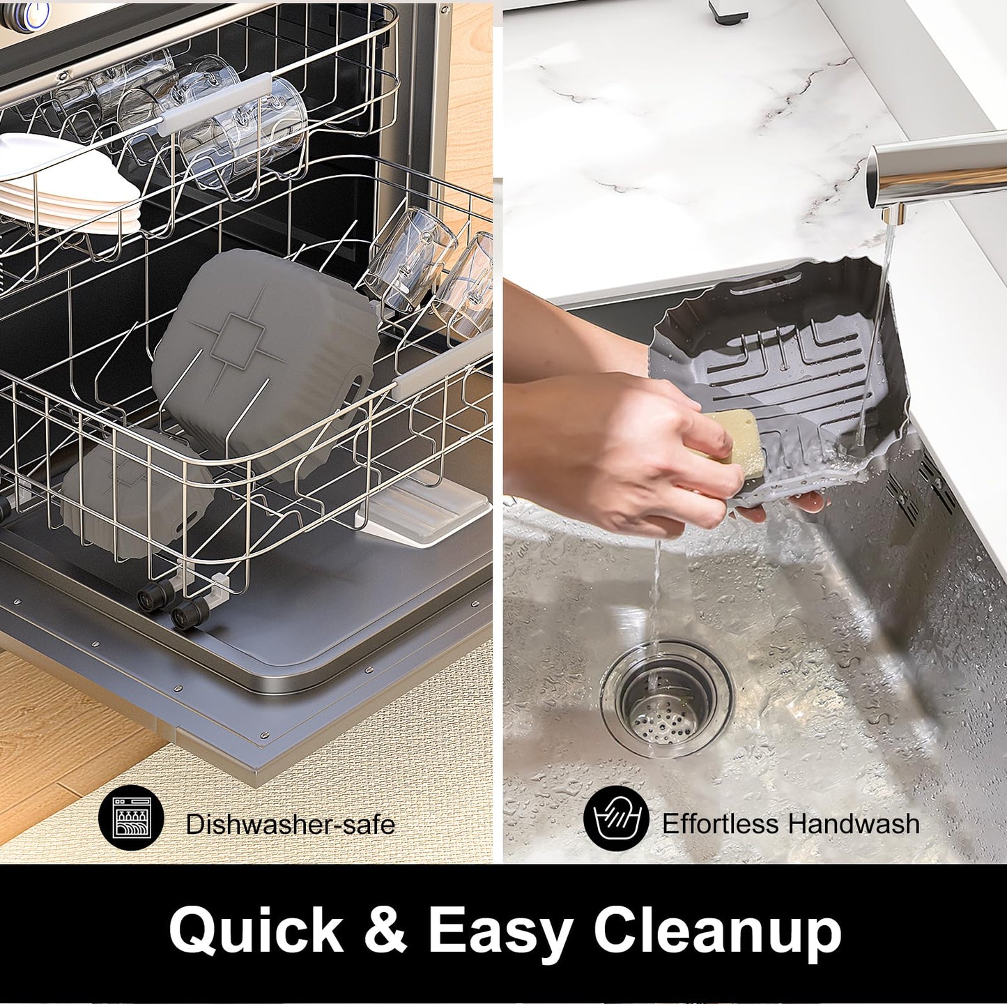 Air Fryer Liners for Ninja Crispi: Silicone Liners 2pcs Ninja Airfryer Accessories - Food Grade | Dishwasher-safe | for 4-qt & 6-cup Glass Container