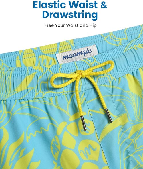 Maamgic 2-in-1 Men's Swim Trunks - 7-Inch Board Shorts with Quick-Dry Fabric | Stylish Swim Suits