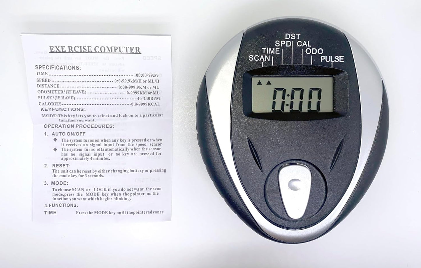 Speedometer & Heart Rate Monitor by [Brand Name] - Compatible with Stationary Exercise Bikes | 3.5mm Jack