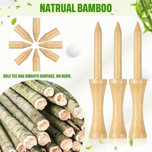 Mudder 300 Pack Step Down Golf Tees Wooden 2-3/4 Inch Bulk Bamboo Golf Castle Tees for Practice Accessories