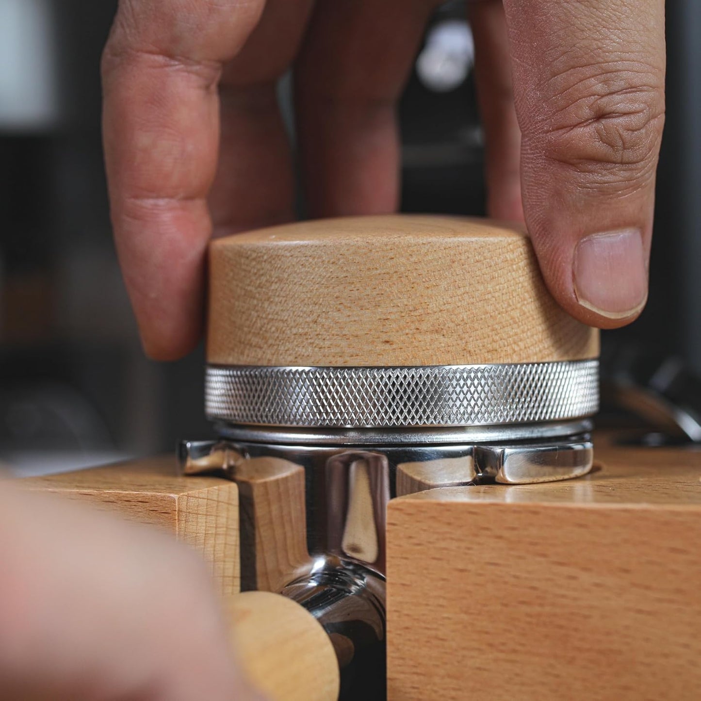 54mm Adjustable Espresso Distribution Tool - Walnut & Stainless Steel Leveler for Breville Machines