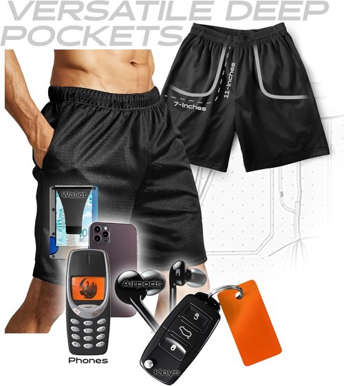 Ma Croix Men's Basic Mesh Shorts - Comfortable Basketball & Gym Workout Shorts with Pockets