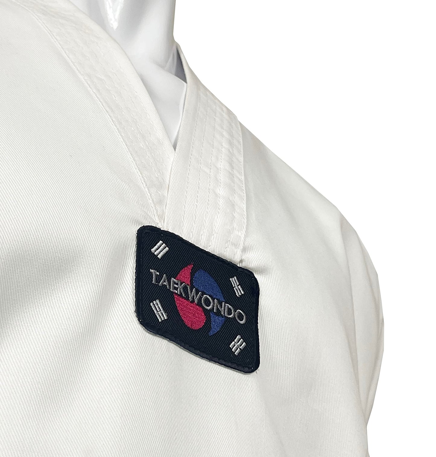 Victorbudo USA Teka Taekwondo Uniform with Free Belt 8-oz Lightweight Martial Arts Training Competition Uniform Gi Size 00-6 (US, Numeric, 1, Regular, Regular)