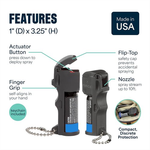 Mace Pepper Spray - Max Police Strength 3-in-1 Formula with Tear Gas & UV Dye | Fast Flip Top Design for Accurate Self Defense