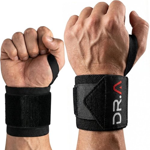 Dr. Arthritis Weight Lifting Wrist Wraps - Heavy-Duty Non-Slip Straps for Weightlifting & Training | Black Pair