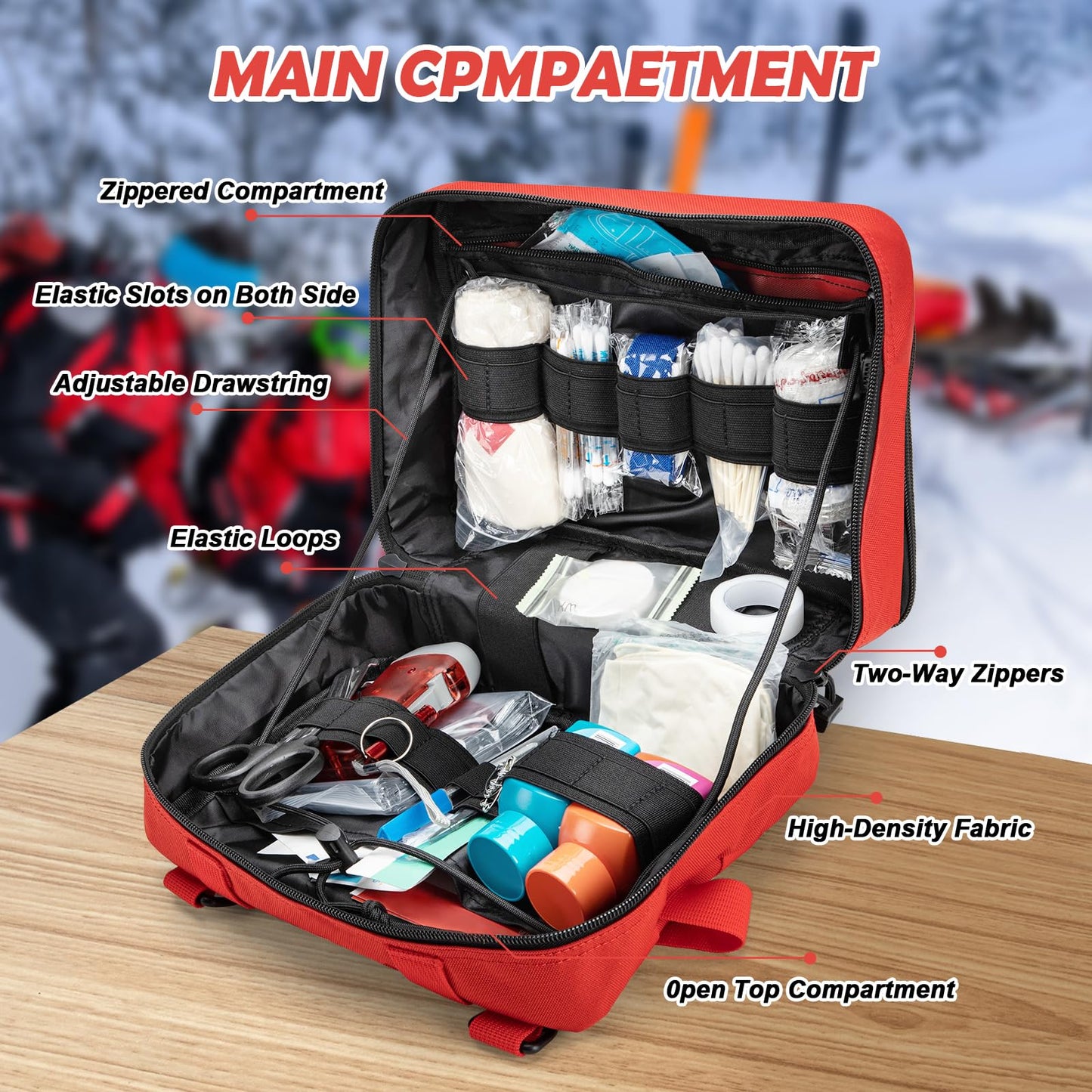 Jueachy First Aid Pouch: Molle Tactical Medical Pouch IFAK Pouch EMT Large Capacity Include Flag & Cross Patch Red