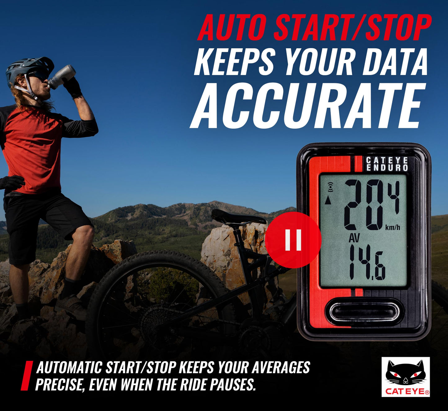 CATEYE Wired Bike Computer – Entry-Level Speedometer and Odometer, Perfect for Beginner Cyclists, Auto Start/Stop, Easy Setup for Road, MTB, Gravel Bikes, 3 Year Battery Life