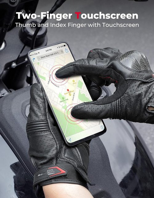 KEMIMOTO Motorcycle Gloves - Sheepskin Leather Protection for Men | Ideal for Motocross, ATV & UTV Riding