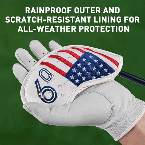 Golf Iron Wedge Head Covers 52° 54° 56° 60° 1 Pc, Stylish Leather Headcover Club Head Protection for Irons, Clover USA Flag Design for Men Women (52°, 56°, 60°(USA Flag))