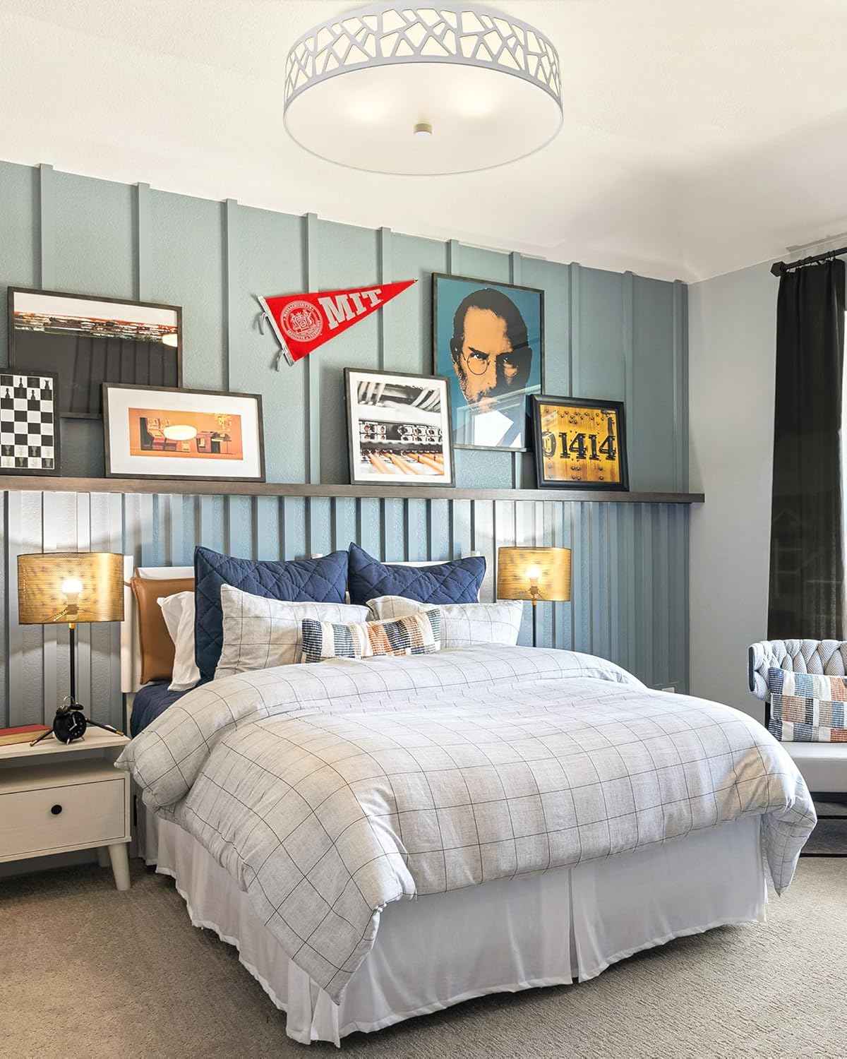 Flush Mount Ceiling Light Fixture 2-Pack - 12-Inch Oil Rubbed Bronze with Frosted Glass Shade for Bedroom, Hallway, Kitchen, Bathroom