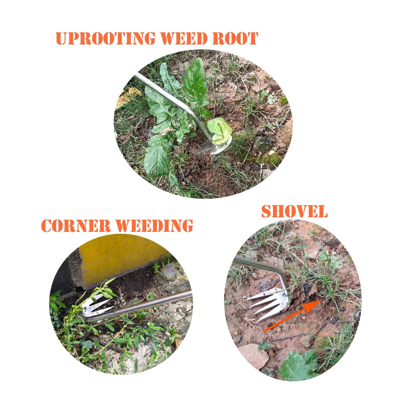 Weed Puller Tool and Garden Shovel, Fecsam Weeder, Sturdy Manual Hand Trowel Spade - Comfortable Handle for Gardening Yard Grass Dandelion Root Pulling, Digging