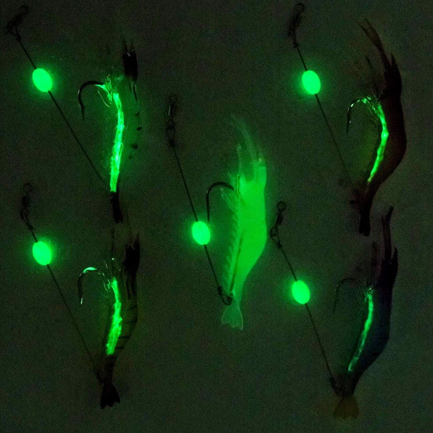 WANBY Fishing Lures - Luminous Silicone Shrimp Bait Set with Hooks for Freshwater & Saltwater Fishing