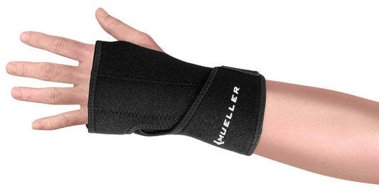 MUELLER Sports Medicine Reversible Wrist Brace with Splint, For Men and Women, Black, One Size