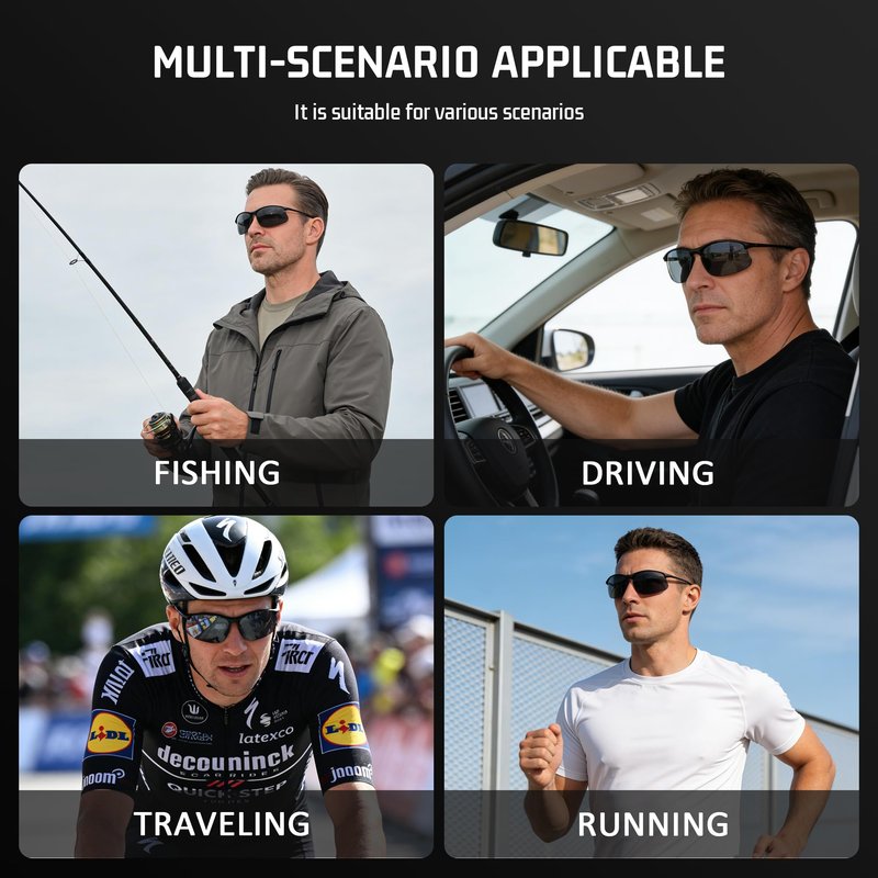 SUNGAIT Ultra-light Sports Sunglasses Rimless Polarized Sun Glasses for Men Fishing Running UV400 Protection