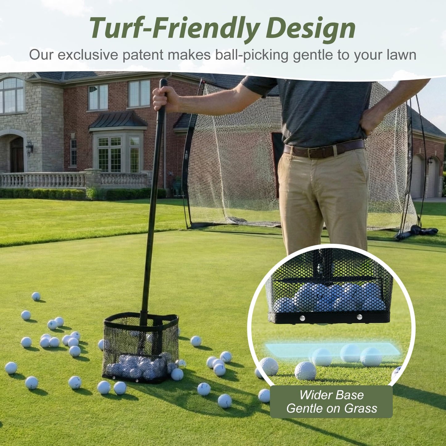 SAPLIZE Golf Ball Picker Upper, Turf-Friendly Design, No Bending Over, Quickly Collects Multiple Balls, Large-Capacity Ball Holder, Great for Backyard Practice & Training Matte Black