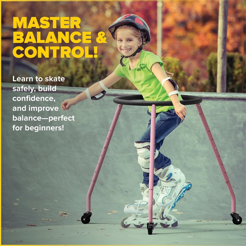 Ultraverse Roller Skate Trainer, Skating Learning Aid & Support with Adjustable Height for Teens and Kids, Boys or Girls, Learn Balance on Inline Skates for Beginners - Matte Blue
