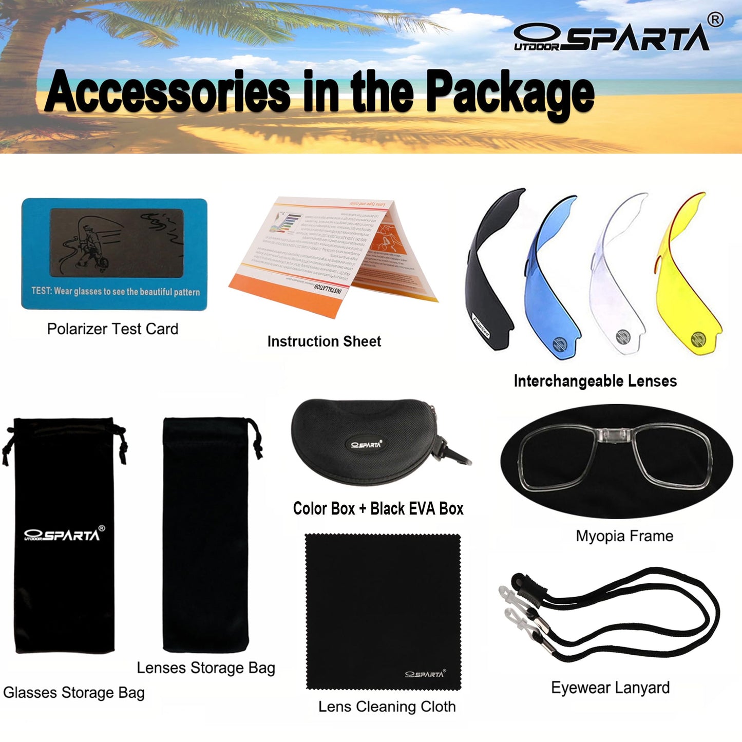 OUTDOORSPARTA Polarized Sports Sunglasses Cycling Glasses With 5 Interchangeable Lenses Driving Shades For Men & Women (6. Silver Black Frame, Full Lens Mirorred Green)