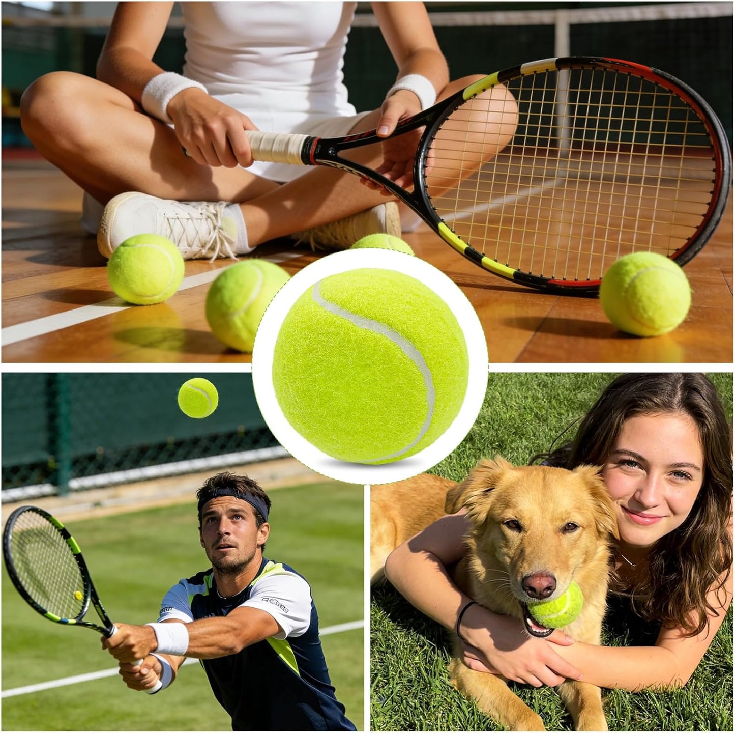 Skiennix 16 Pack Tennis Balls - High Elasticity Training Balls with Mesh Bag for Beginners & Pets | 2.56 in Yellow