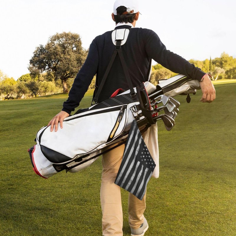 FCYDMN Black American Flag Golf Towel 24×16 Inches Quick Dry Funny Golf Towel with Carabiner Clip Absorbent Microfiber Waffle
